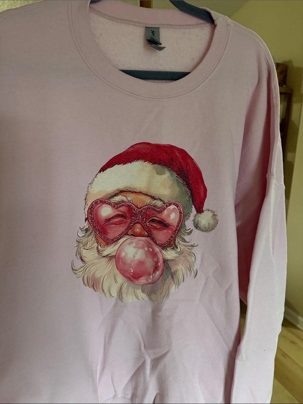 Gildan Pink Santa Bubblegum Sweatshirt with Heart Sunglasses